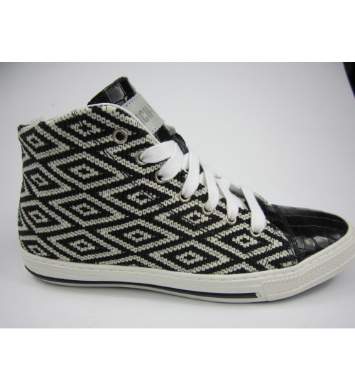 Deluxe handmade sneakers black&withe and coco leather 
